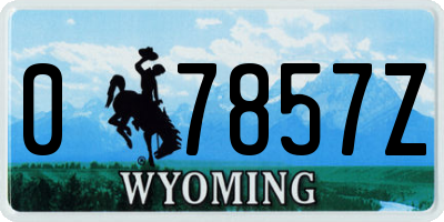 WY license plate 07857Z