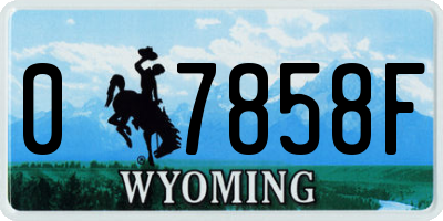 WY license plate 07858F