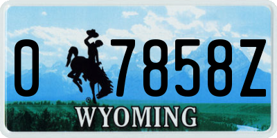 WY license plate 07858Z