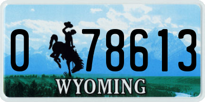 WY license plate 078613