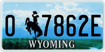 WY license plate 07862E