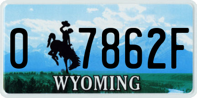 WY license plate 07862F