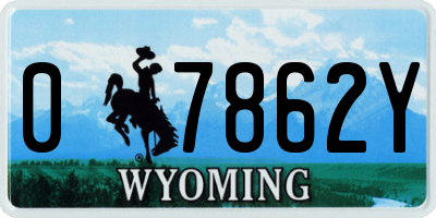 WY license plate 07862Y