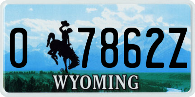 WY license plate 07862Z