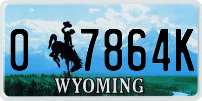 WY license plate 07864K