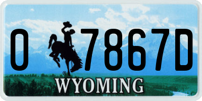 WY license plate 07867D