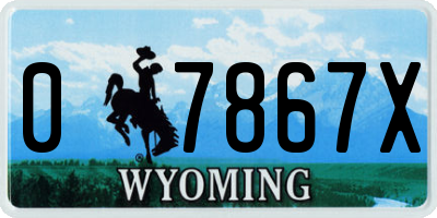 WY license plate 07867X