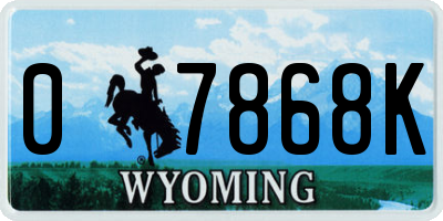 WY license plate 07868K