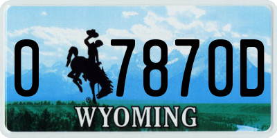 WY license plate 07870D
