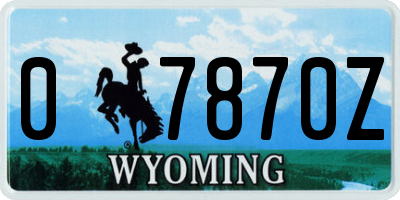WY license plate 07870Z