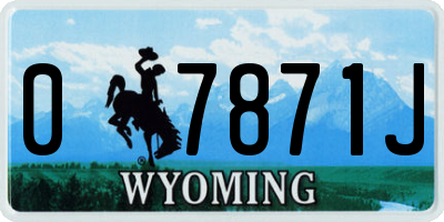 WY license plate 07871J