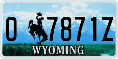 WY license plate 07871Z