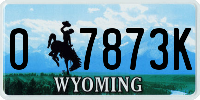 WY license plate 07873K