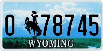 WY license plate 078745