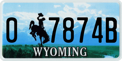 WY license plate 07874B
