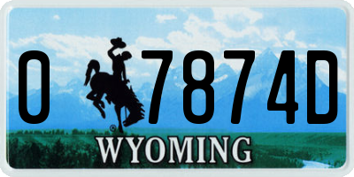 WY license plate 07874D