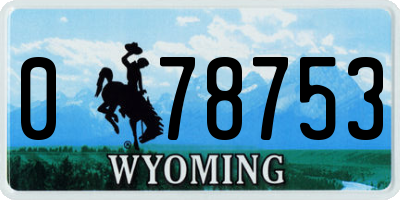 WY license plate 078753