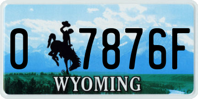 WY license plate 07876F