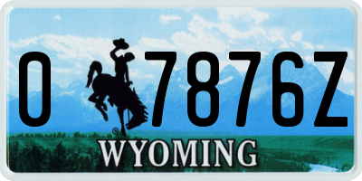 WY license plate 07876Z