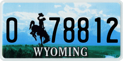 WY license plate 078812
