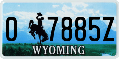 WY license plate 07885Z