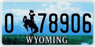 WY license plate 078906