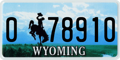 WY license plate 078910