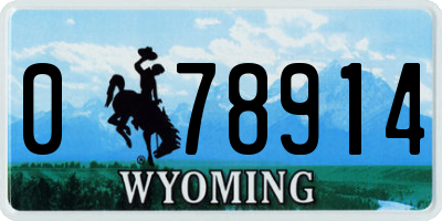 WY license plate 078914