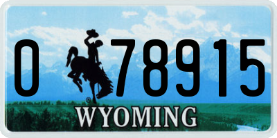 WY license plate 078915