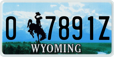 WY license plate 07891Z