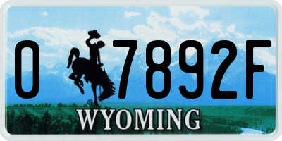 WY license plate 07892F
