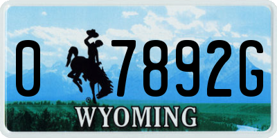 WY license plate 07892G