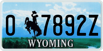 WY license plate 07892Z