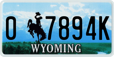 WY license plate 07894K
