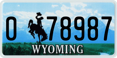 WY license plate 078987