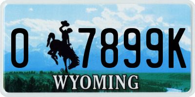 WY license plate 07899K