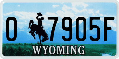 WY license plate 07905F