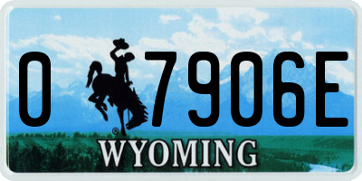 WY license plate 07906E