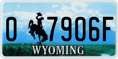 WY license plate 07906F