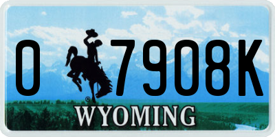 WY license plate 07908K