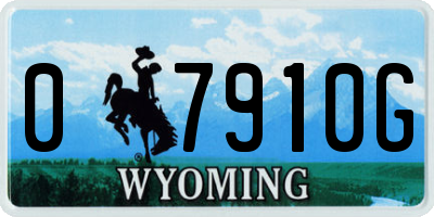 WY license plate 07910G