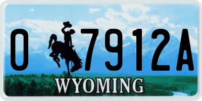 WY license plate 07912A