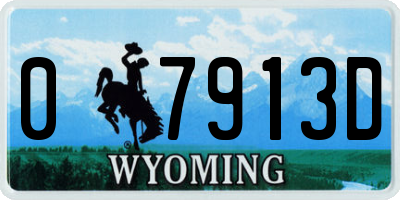 WY license plate 07913D