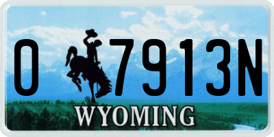 WY license plate 07913N