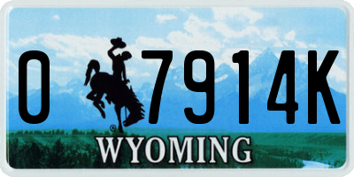 WY license plate 07914K