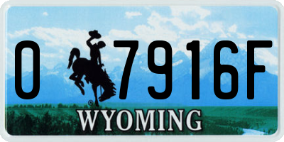 WY license plate 07916F