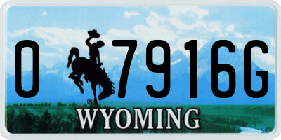 WY license plate 07916G