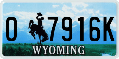WY license plate 07916K