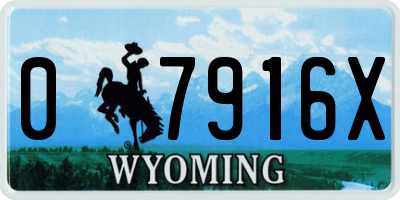WY license plate 07916X
