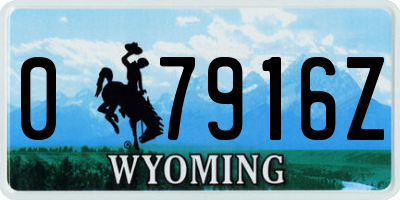 WY license plate 07916Z
